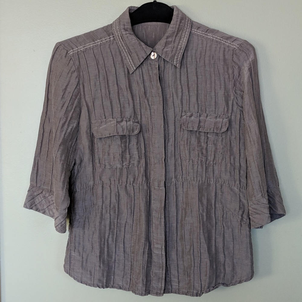 Tazee Silk Linen Blend Blouse